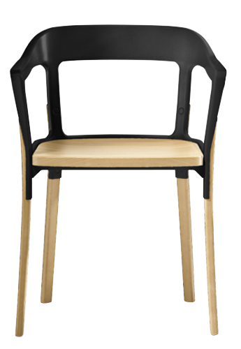 Krzesło STEELWOOD stal w kolorze czarnym nogi naturalny buk