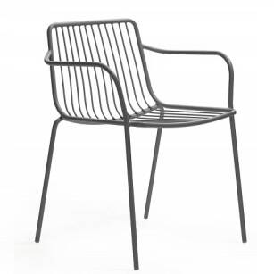 NOLITA krzesło metalowe, z podłokietnikami, niskie oparcie