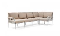 Sofa modułowa KOMODO marki Nardi rama Bianco poduszki canvas Sunbrella laminato