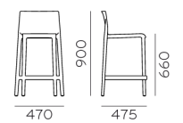 Pedrali stołek kuchenny wysokości 66cm VOLT wymiary